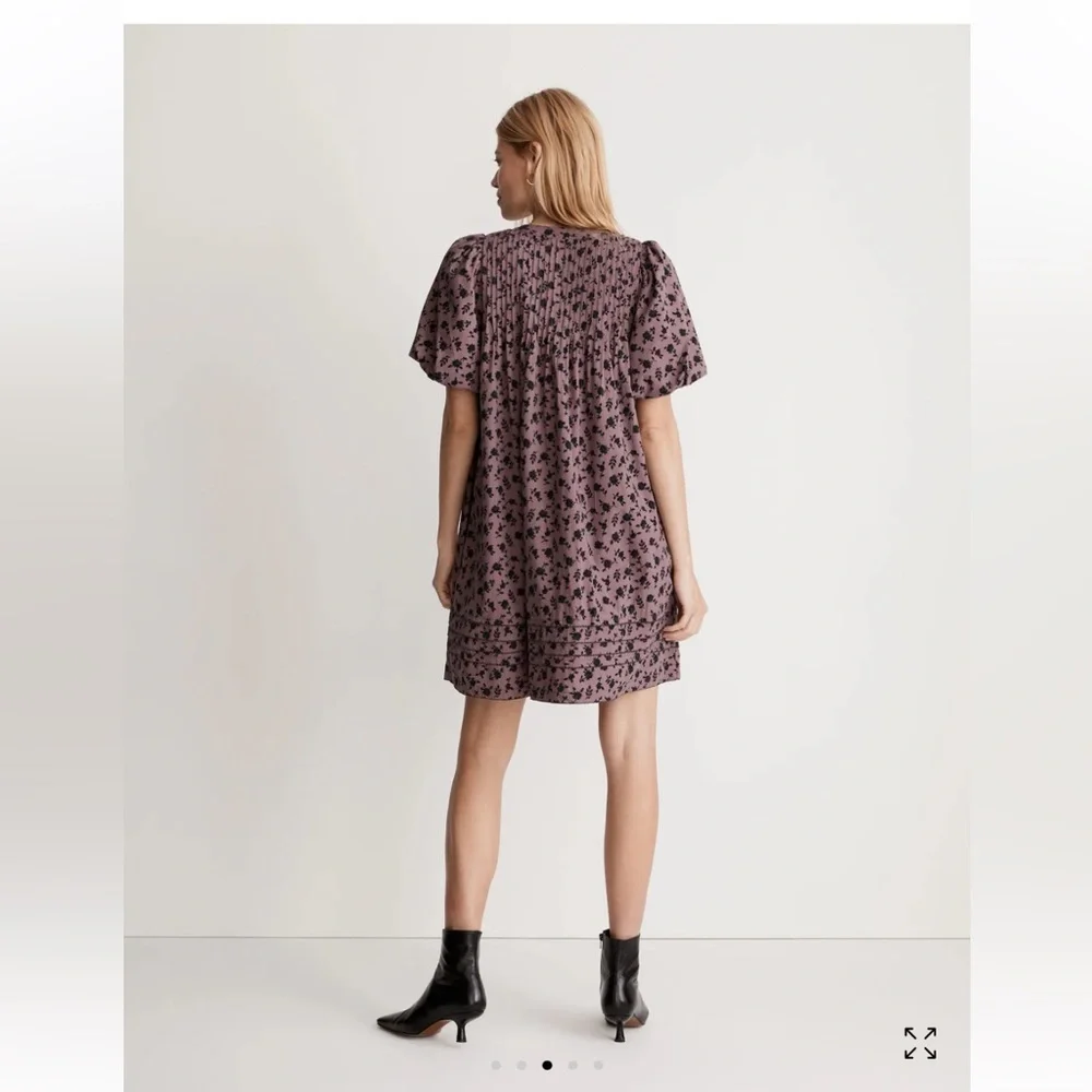 Madewell Tillie Puff-Sleeve Mini Dress in Shadow Blooms Size M-L - Picture 3 of 12
